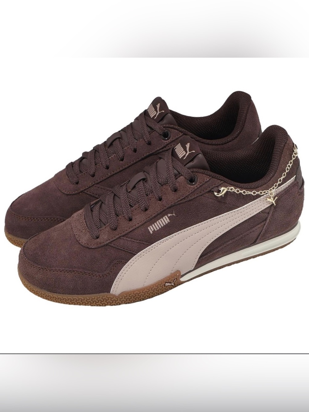 Puma Bella women Suede Sneaker in Dark Brown with Cream Accent